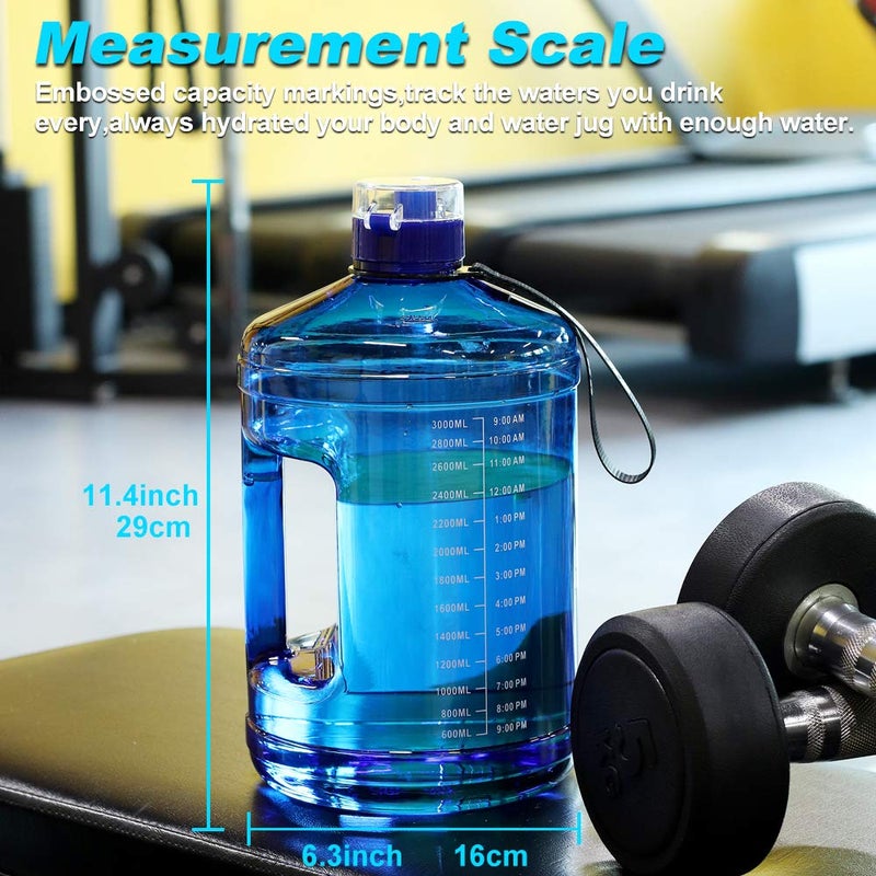 SLUXKE 1 Gallon Water Bottle Portable Water Jug Fitness Sports Daily Water Bottle with Motivational Time Marker,Leak-Proof, Wide Mouth, BPA Free Water Bottles for Sports Gym Fitness Work - Image 3